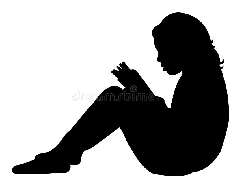 Enfant lisant le livre, vecteur de silhouette