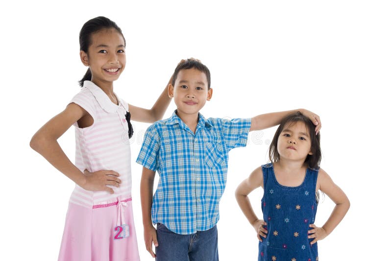 Children with different sizes, isolated on white background. Children with different sizes, isolated on white background