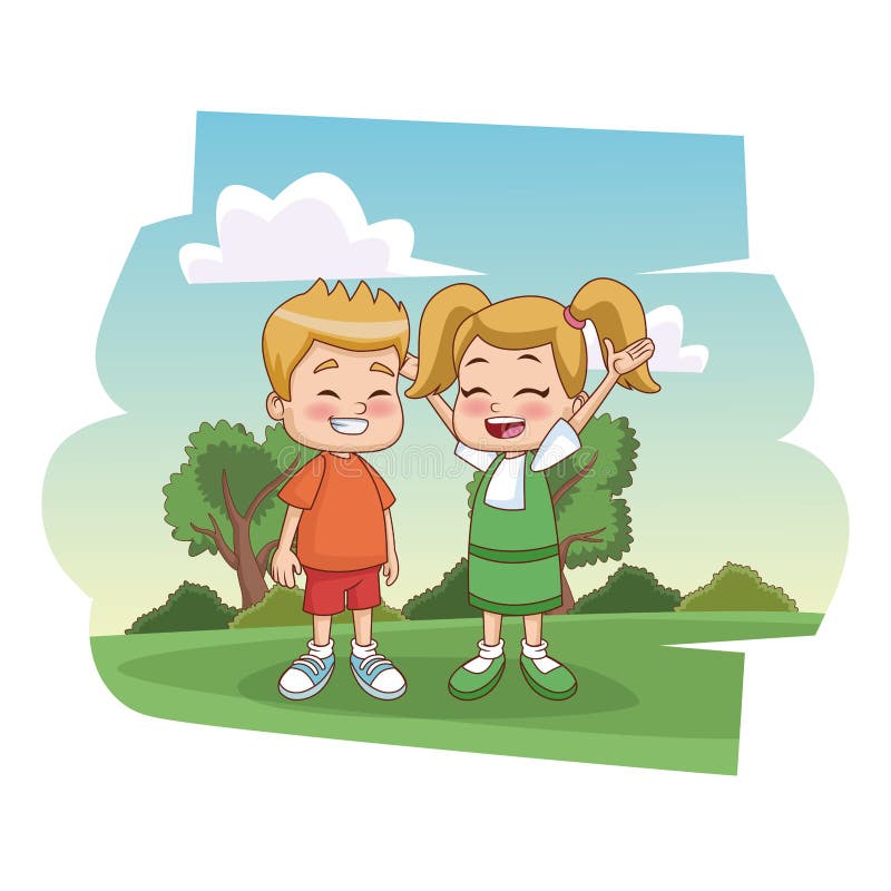 Enfants d'étudiants au parc illustration de vecteur Enfants d'étudiants au parc illustration de vecteur