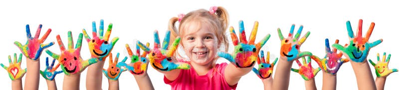 Enfants dans la créativité - mains peintes
