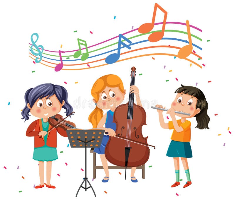 Illustration D'enfants Jouant De L'instrument De Musique