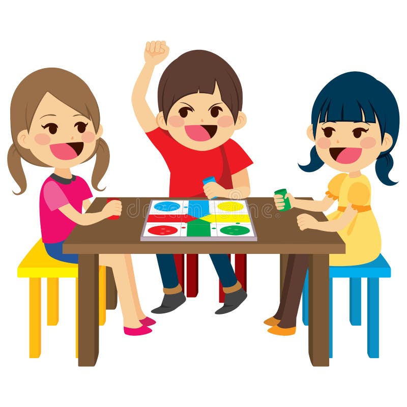 Dessin Jeux De Societe Enfants Jouant Le Jeu De Société Illustration de Vecteur - Illustration