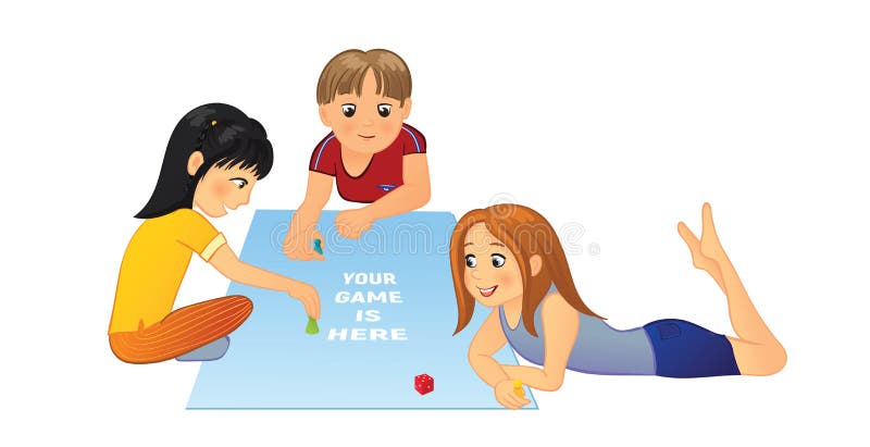 Enfants Jouant Le Jeu De Société Illustration de Vecteur - Illustration