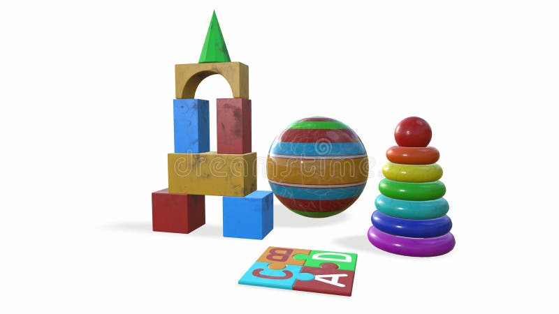 Enfants Jouets De Forme Simple Boule Pyramide 3dillustration