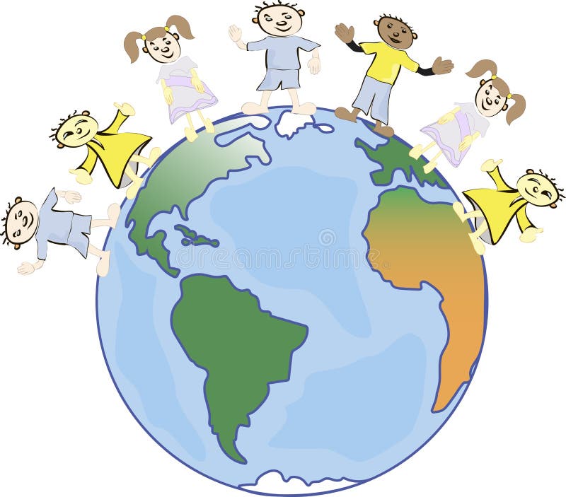 Enfants multiculturels sur terre de planète, diversité culturelle, costumes folkloriques traditionnels La terre est mon ami illustration libre de droits Enfants multiculturels sur terre de planète, diversité culturelle, costumes folkloriques traditionnels La terre est mon ami illustration libre de droits