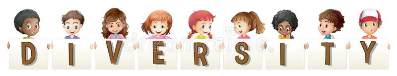 Enfants tenant le mot pour la diversité illustration libre de droits Enfants tenant le mot pour la diversité illustration libre de droits