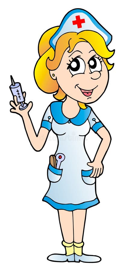 Personagem De Desenho Animado De Enfermeira Holdng Termômetro Na Frente Do  Hospital Royalty Free SVG, Cliparts, Vetores, e Ilustrações Stock. Image  17502205