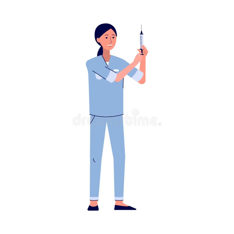 Médico Enfermeira Personagem De Desenho Animado Ilustração Plana