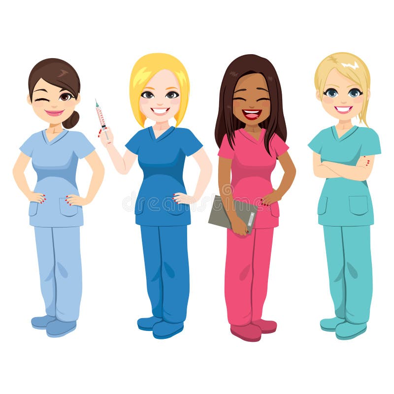 Conjunto De Desenhos Animados De Enfermeira Ou Médico Cirurgião Mulher Em  Poses Diferentes. Royalty Free SVG, Cliparts, Vetores, e Ilustrações Stock.  Image 69378852