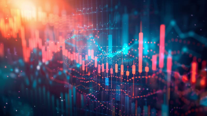 Engage with an Interactive Financial Data Chart featuring Bold Colors and Trending Patterns royalty free illustration