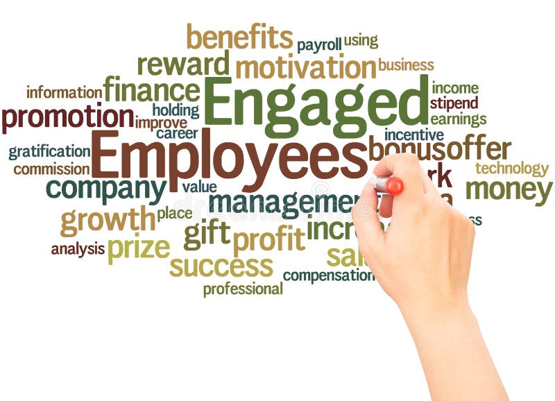 Engaged Employees Word Cloud Hand Writing Concept Stock Illustration