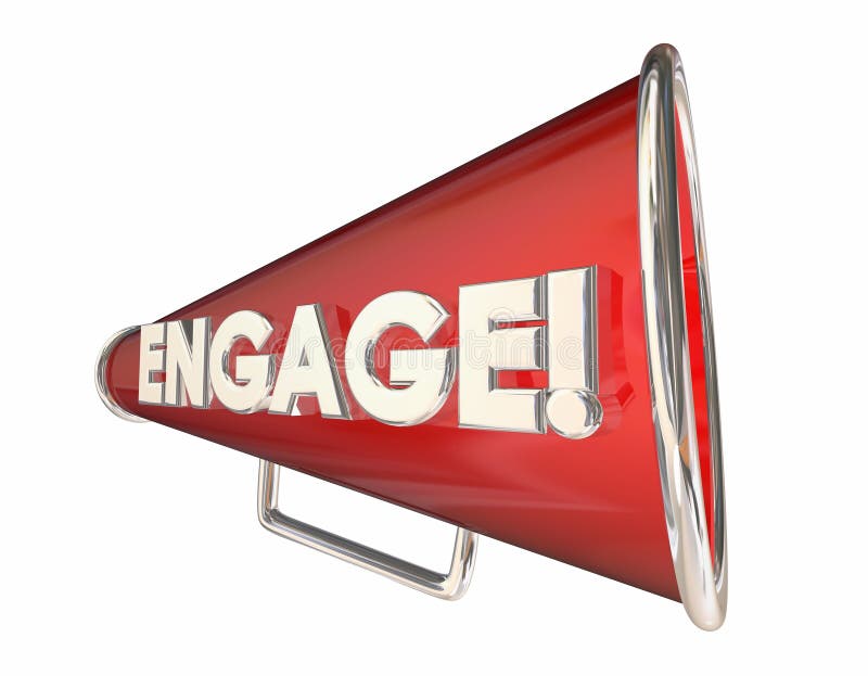 Engagement Bullhorn Megaphone Communication Word royalty free illustration