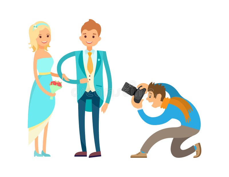 Engagement Ceremony Newlywed Couple, Photographer stock illustration Engagement Ceremony Newlywed Couple, Photographer stock illustration