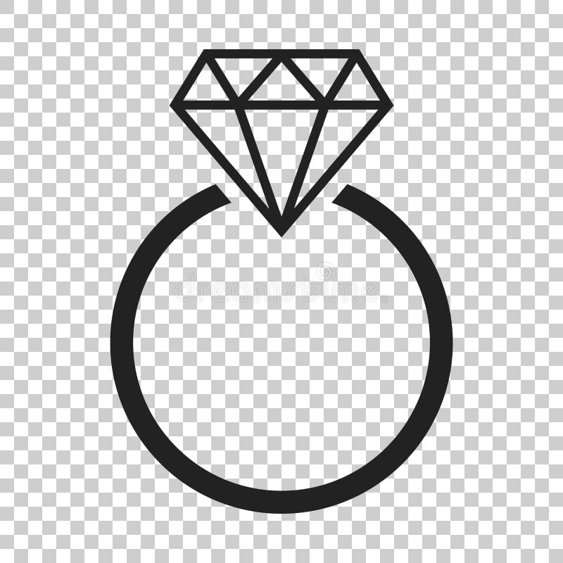 Engagement Ring with Diamond Vector Icon in Flat Style. Wedding Stock ...