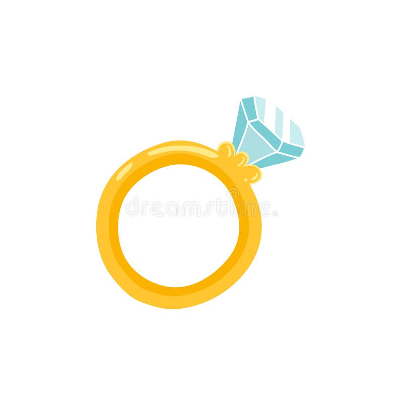Engagement Ring with Diamonds. Isolated Flat Vector Illustration in