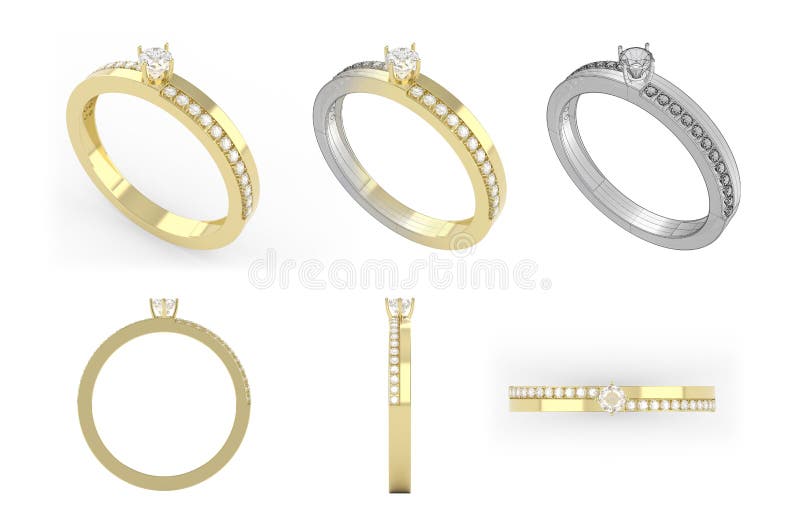 An engagement wedding gold ring with multiple diamonds concept s