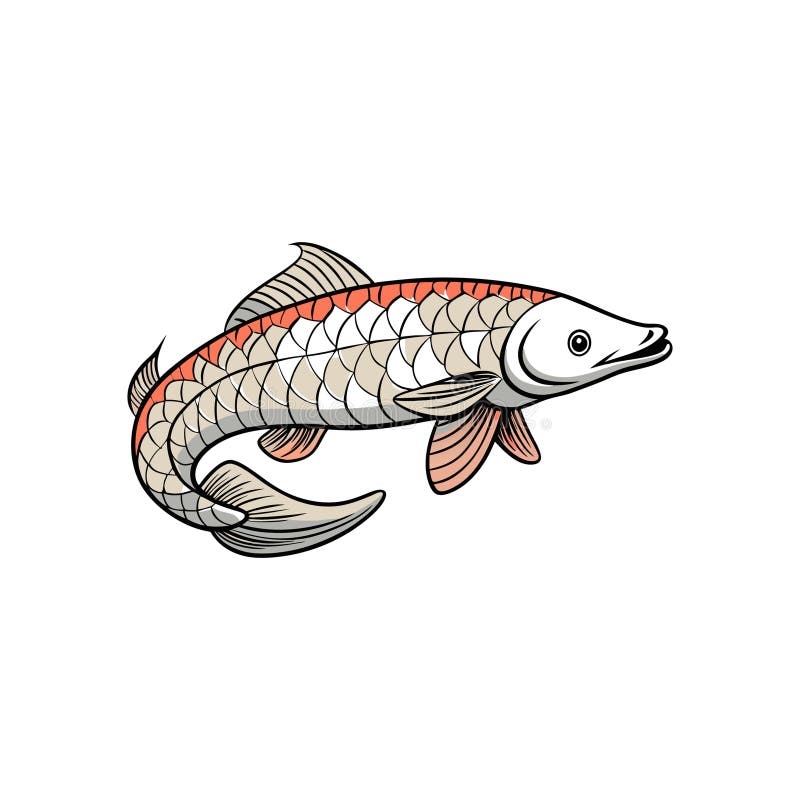 Arapaima Coloring Animal Illustration Design royalty free illustration