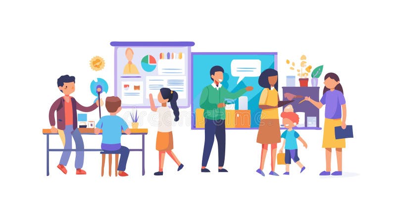 Engaging Classroom Learning with Diverse Students Vector, vector design Generative AI vector illustration