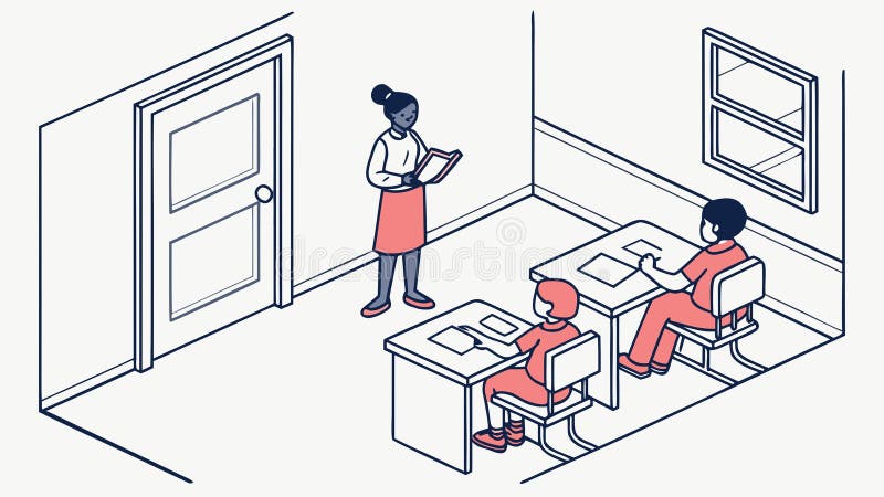 Engaging Classroom Scene with Students Learning and Teacher, Education, vector design Generative AI royalty free illustration