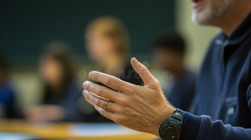 Engaging Discussion in Classroom Setting with Participants Present royalty free illustration