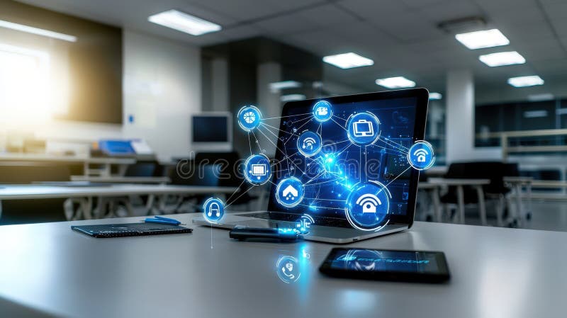 Engaging virtual classroom experience online education interactive learning environment technology-driven modern approach stock illustration