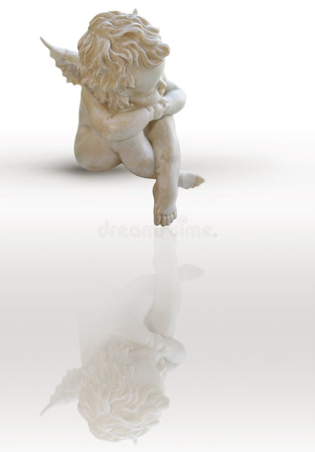 sitting little marble angel of love. sitting little marble angel of love