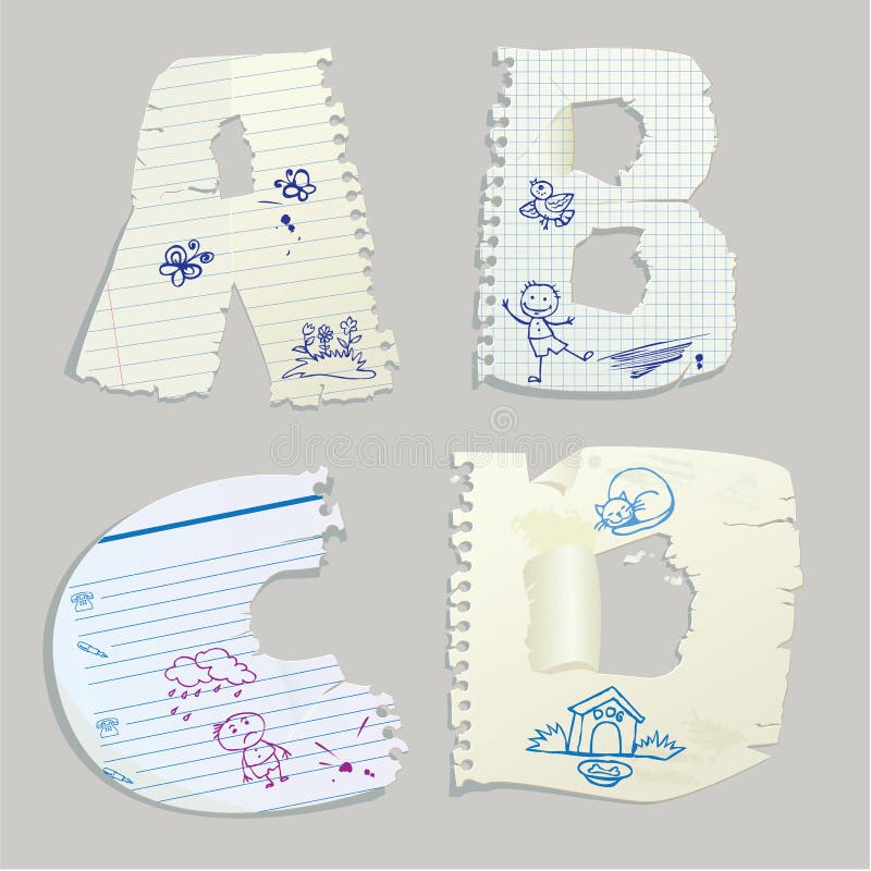 Engels alfabet - de brieven worden gemaakt van oud document vector illustratie Engels alfabet - de brieven worden gemaakt van oud document vector illustratie