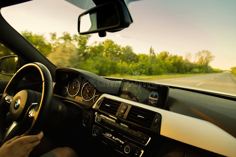 Modern car on the road royalty free stock photography Modern car on the road royalty free stock photography