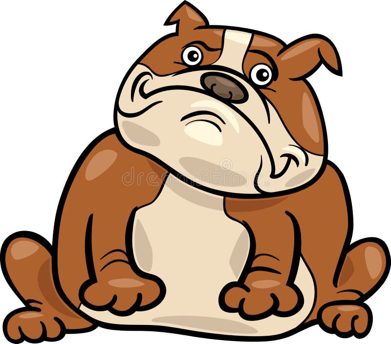 Engelsk illustration för bulldogghundtecknad film royaltyfri illustrationer Engelsk illustration för bulldogghundtecknad film royaltyfri illustrationer
