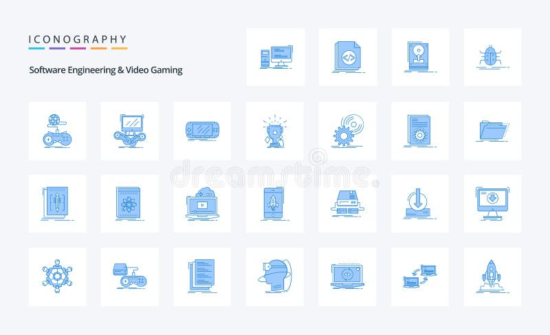 engenharia de software e jogos de vídeo pacote de ícones cheios de
