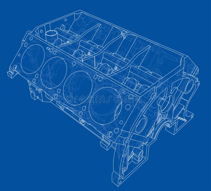Engine Block Sketch. Vector Rendering of 3d Stock Vector Illustration of repair, design 140377508