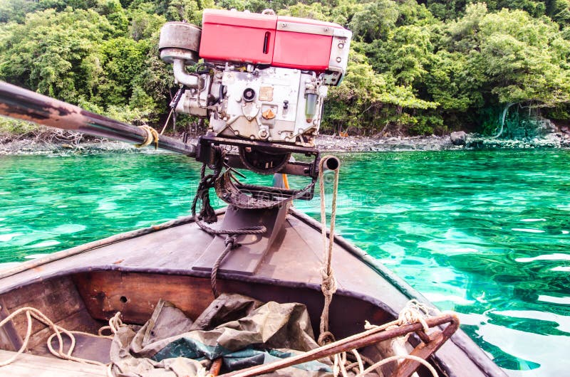 Engine of boat in sea stock image Engine of boat in sea stock image