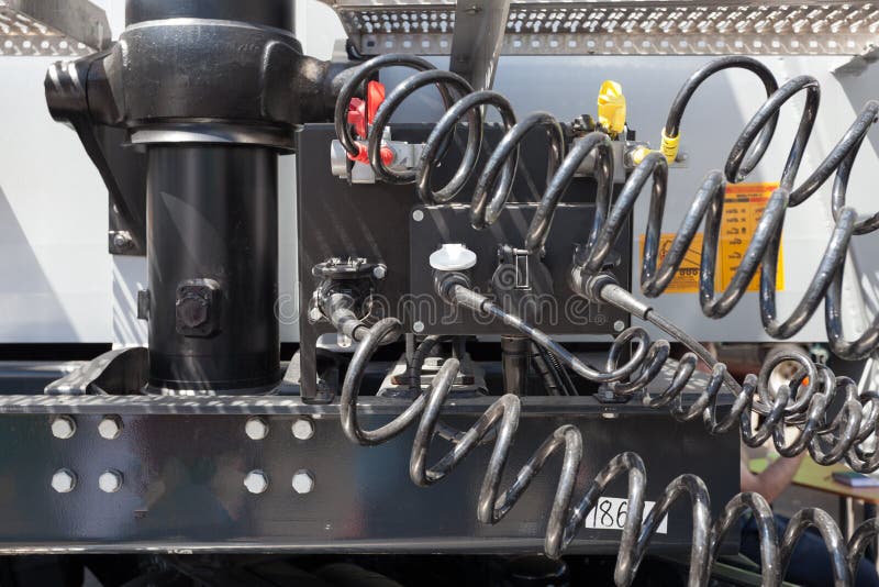 Engine and Compressed Air Hoses of a Truck. Stock Image Image of