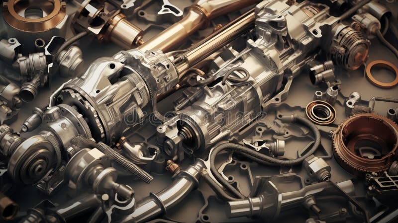 Engine function provides dynamic setting for broader story. AI Generated. The internal combustion engine forms the backdrop, featuring its intricate mechanisms and role in powering various machines, vehicles, and industries worldwide.
