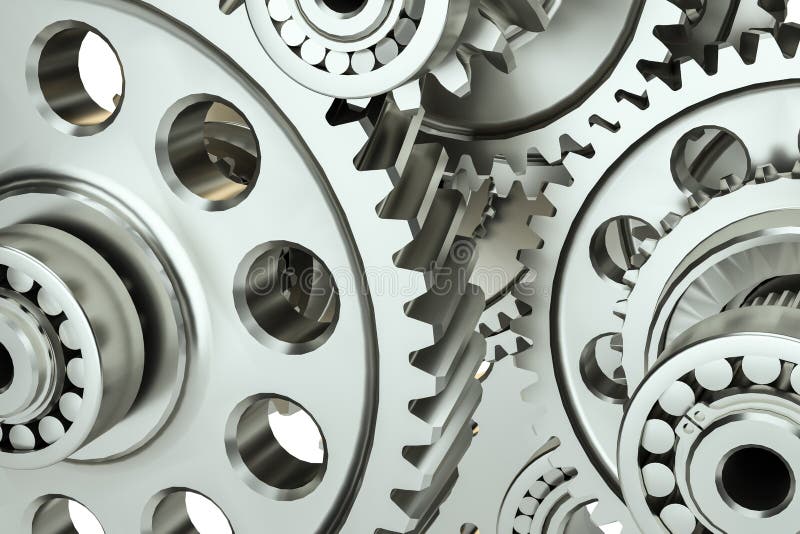 Engine Gears Wheels, Closeup View Stock Illustration Illustration of