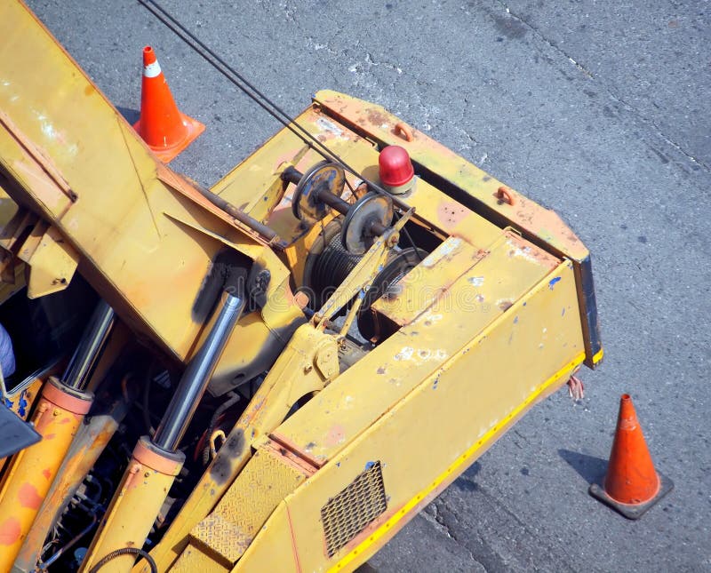 Engine of a Hydraulic Crane Stock Image Image of winch, grease 24660497
