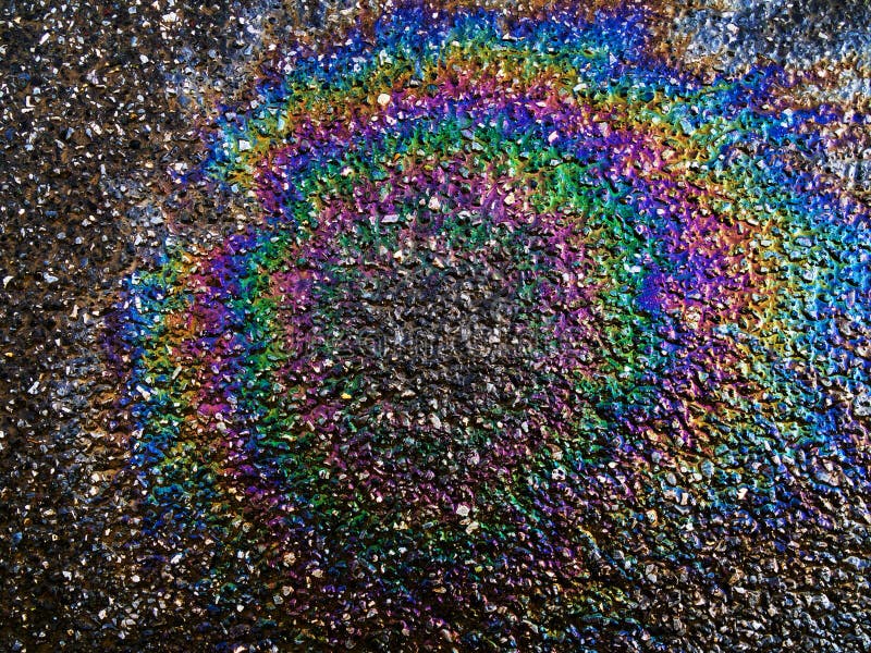 Engine Oil Spilled on Wet Road Rainbow Effect Stock Photo Image of