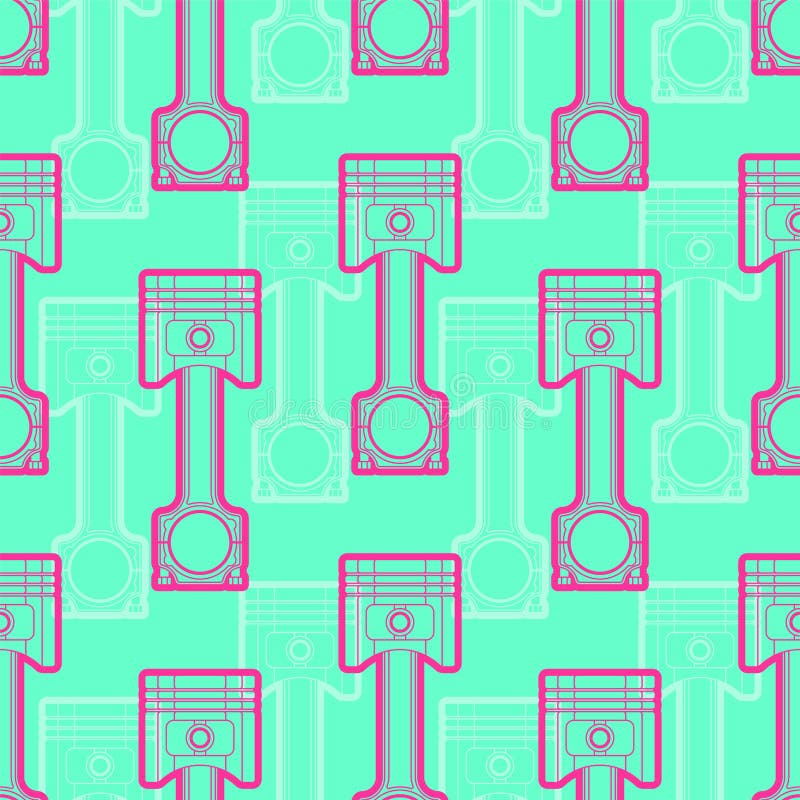 Engine Piston and Wrench Pixel Art Pattern Seamless. 8 Bit Motorcycle