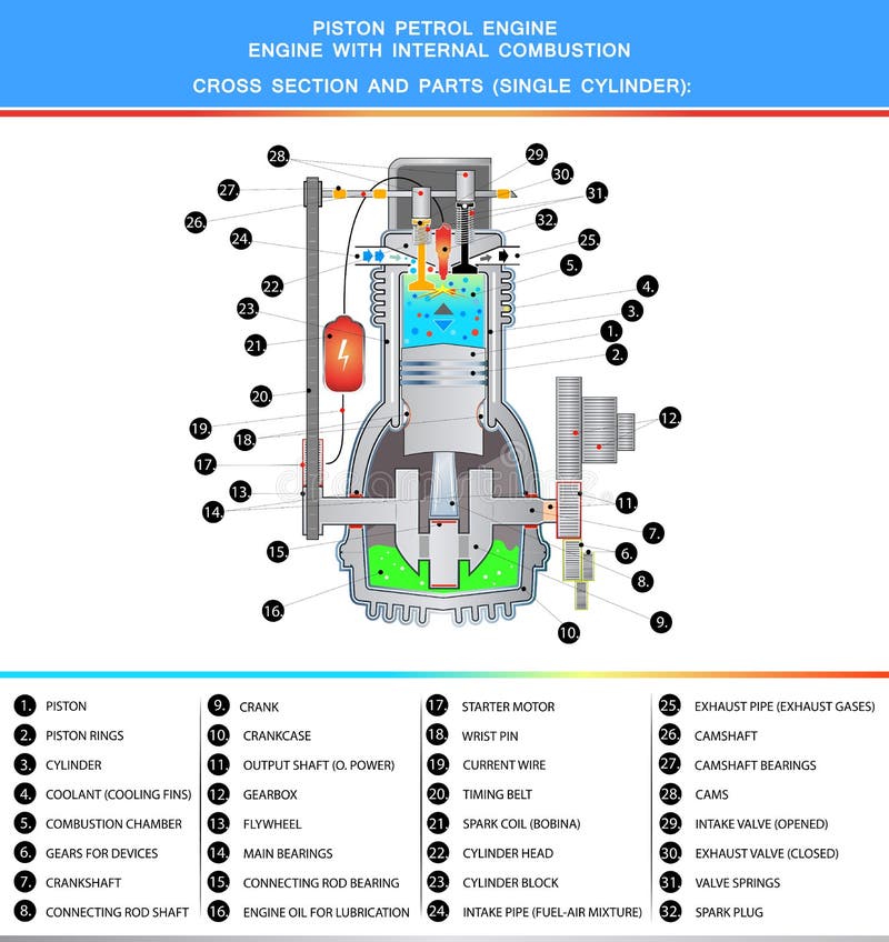 Piston Petrol Engine, Structural Cross Section in Basic Design Stock