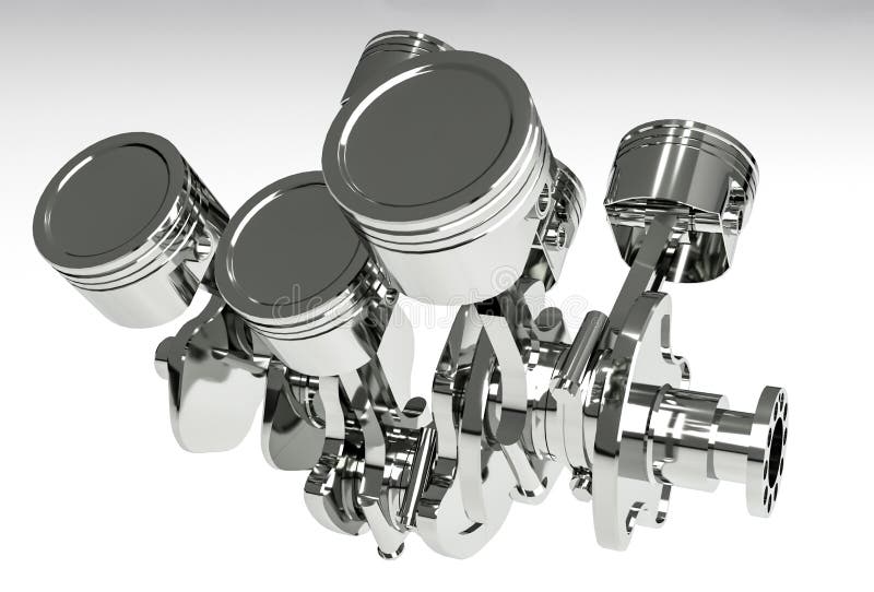 Engine Pistons And Cog On White Background. 3D Render Stock Illustration Illustration of gear