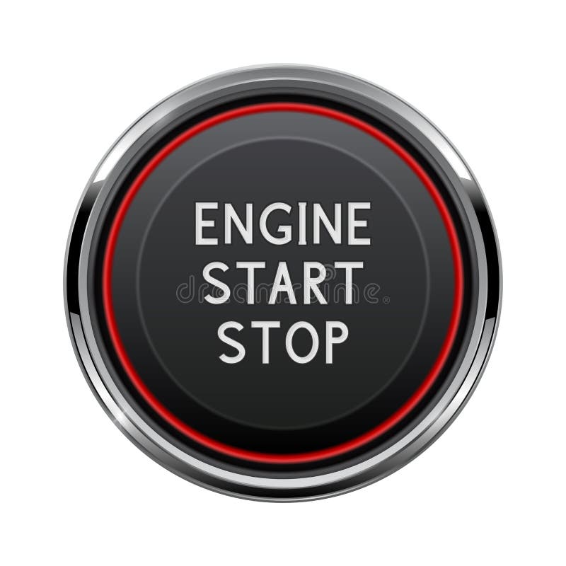 Engine Start Stop Button. Car Dashboard Element Stock Vector