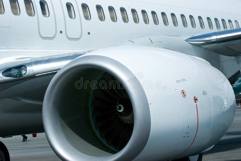 Engine and windows of airplane