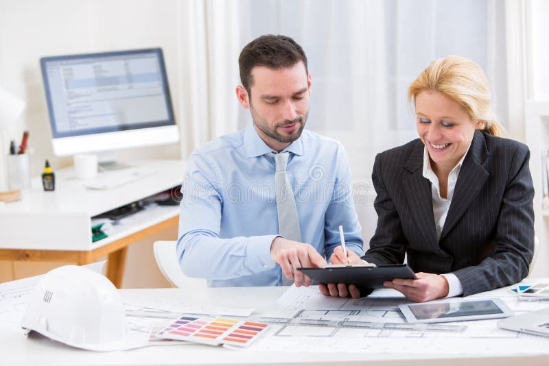 Engineer and Architect Working at the Office Stock Image Image of