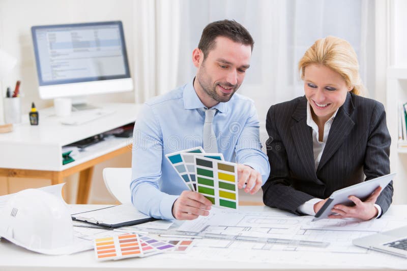 Engineer and Architect Working at the Office Stock Image Image of