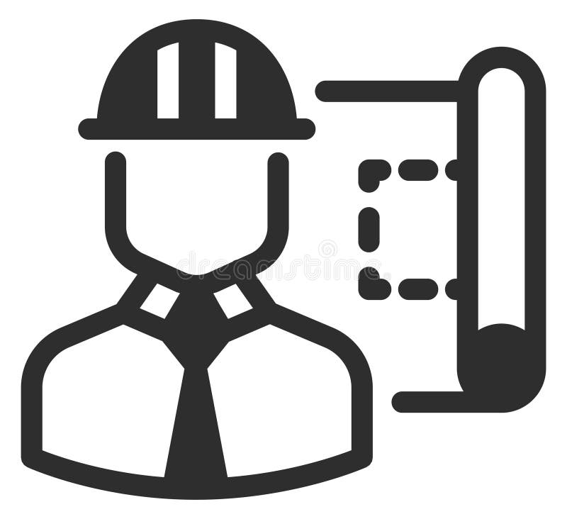 Engineer with blueprint. Technical drawing draft professional worker royalty free illustration