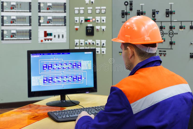 Engineer at the computer royalty free stock images