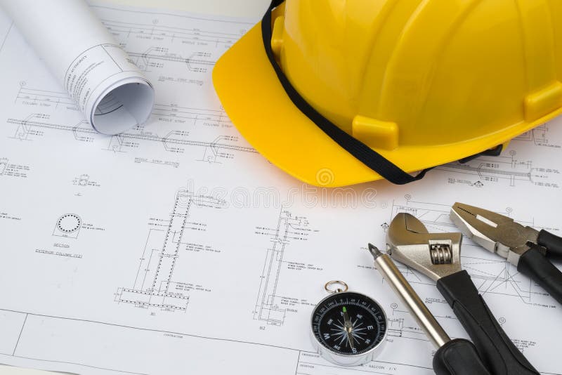 Engineer Construction Business Work Concept Engineering Blueprint