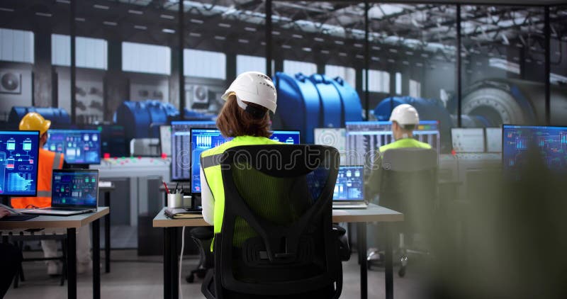 Engineer Controls Power Plant Operations Using Scada Software royalty free stock photography