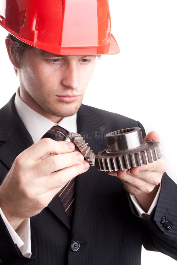 Engineer and a gear stock photo. Image of machinery, equipment 17356830