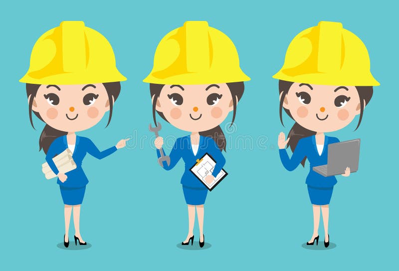 Engineer Girl in Many Action. Stock Vector - Illustration of design, cartoon: 148384340 Engineer Girl in Many Action. Stock Vector - Illustration of design, cartoon: 148384340